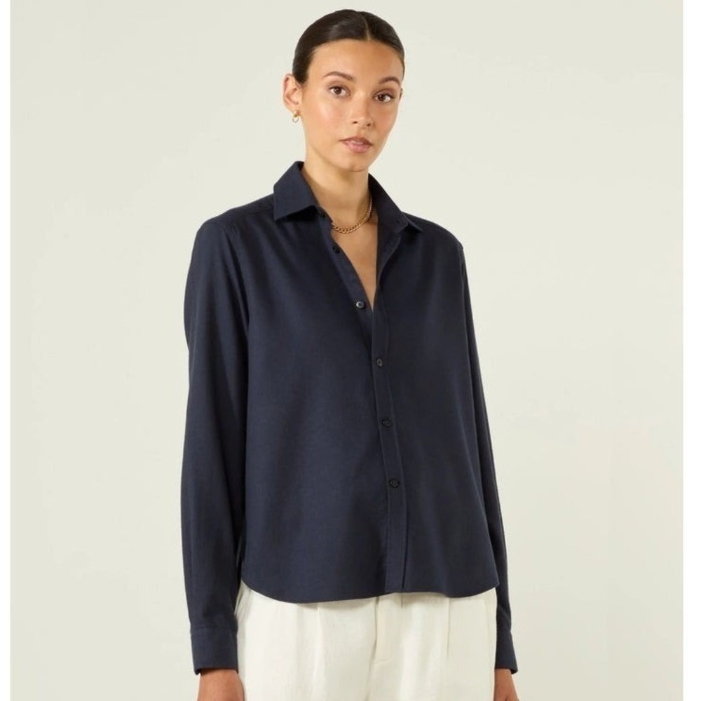 WNU With Nothing Underneath The Classic Navy Blue Button Down Shirt US 4 UK 8